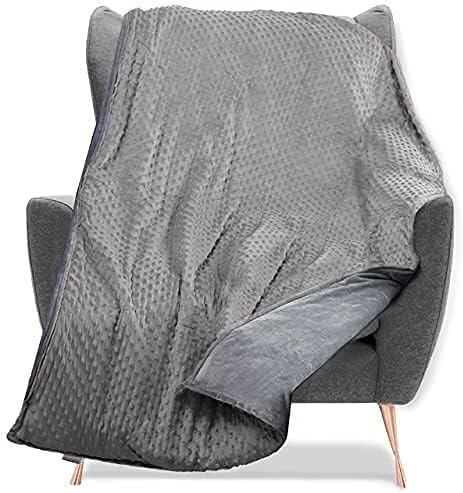 QuilityWeighted Blanket for Kids & Toddlers - 12 LB Twin Size Kids Weighted Blanket for Cooling & Heating - 100% Cotton Blanket w/Glass Beads, Machine Washable - 48"x72", Grey