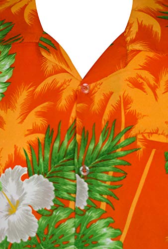 King Kameha Funky Hawaiian Shirt Kids Boys, Shortsleeve, Print Small Flower, Orange, 10
