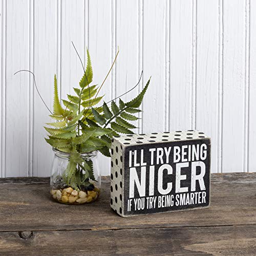 Primitives by Kathy 21368 Polka Dot Trimmed Box Sign, 4 x 5-Inches, Being Nicer