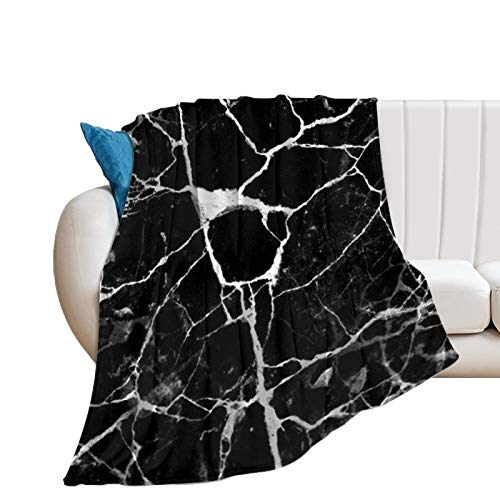 Marble Print Black White Pattern Throw Blanket Ultra Soft Air-Conditioned Quilts Machine Washable Fluffy Blanket For Kids Adults, 70 X 80 Inches #TOP4