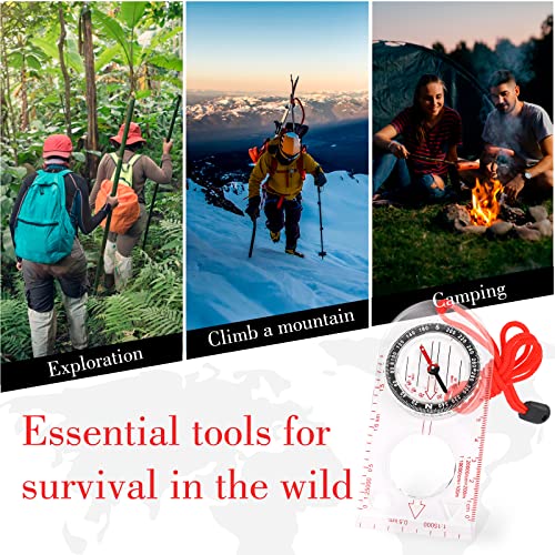 Orienteering Compass Waterproof Multifunctional Navigation Compass Hiking Backpacking Compass Map Ruler Magnifier For Explorer Hiking Map Reading And Navigation With Adjustable Lanyard #TOP28