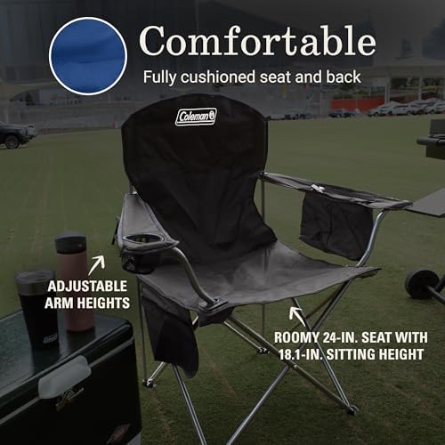 Coleman Portable Camping Chair with 4-Can Cooler, Cushioned Seat & Back with Side Pockets & Cup Holder, Carry Bag Included, Great for Camping, Tailgating, Firepits, Patio, & More - thumbnail 6