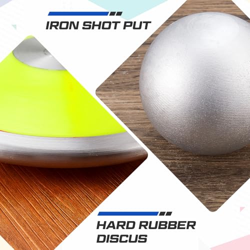 Silipull 2 Pcs Iron Shot Put Ball and Throwing Discus Set 1 kg Training Discus 8 lb Shot Put Track and Field Training Equipment for Boys Girls Beginners School Throwers Outdoor Practice