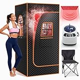 Tragbare Dampfsauna Infrarot Sauna für Zuhause, Saunabox mit 660nm Red Light Therapy, 3 Liter Dampfgenerator, Fernbedienung, Klappstuhl, Tragbare Saunazelt 90 x 90 x 180cm