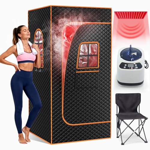 Tragbare Dampfsauna Infrarot Sauna für Zuhause, Saunabox mit 660nm Red