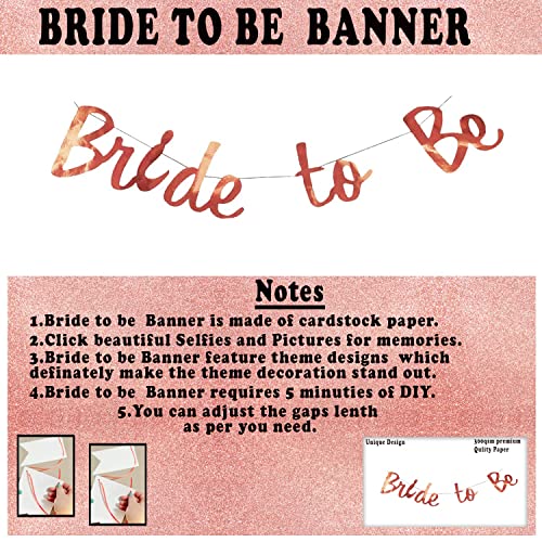 Image of Party Propz Bride to Be Decoration Set Combo - Huge 14 Pcs, Rose Gold Bridal Shower Decorations Kit | Bachelorette Party Decorations Items | Bride to Be Banner (Cardstock) | Rose Gold Foil Curtains