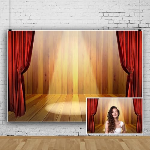 SDOTPMT 2.7x1.8m Realizar telón de Fondo 3D Renderizado Teatro Escenario Cortinas Rojas Junta Fotografía Fondo para Boda Cumpleaños Película Evento Decoración Banner