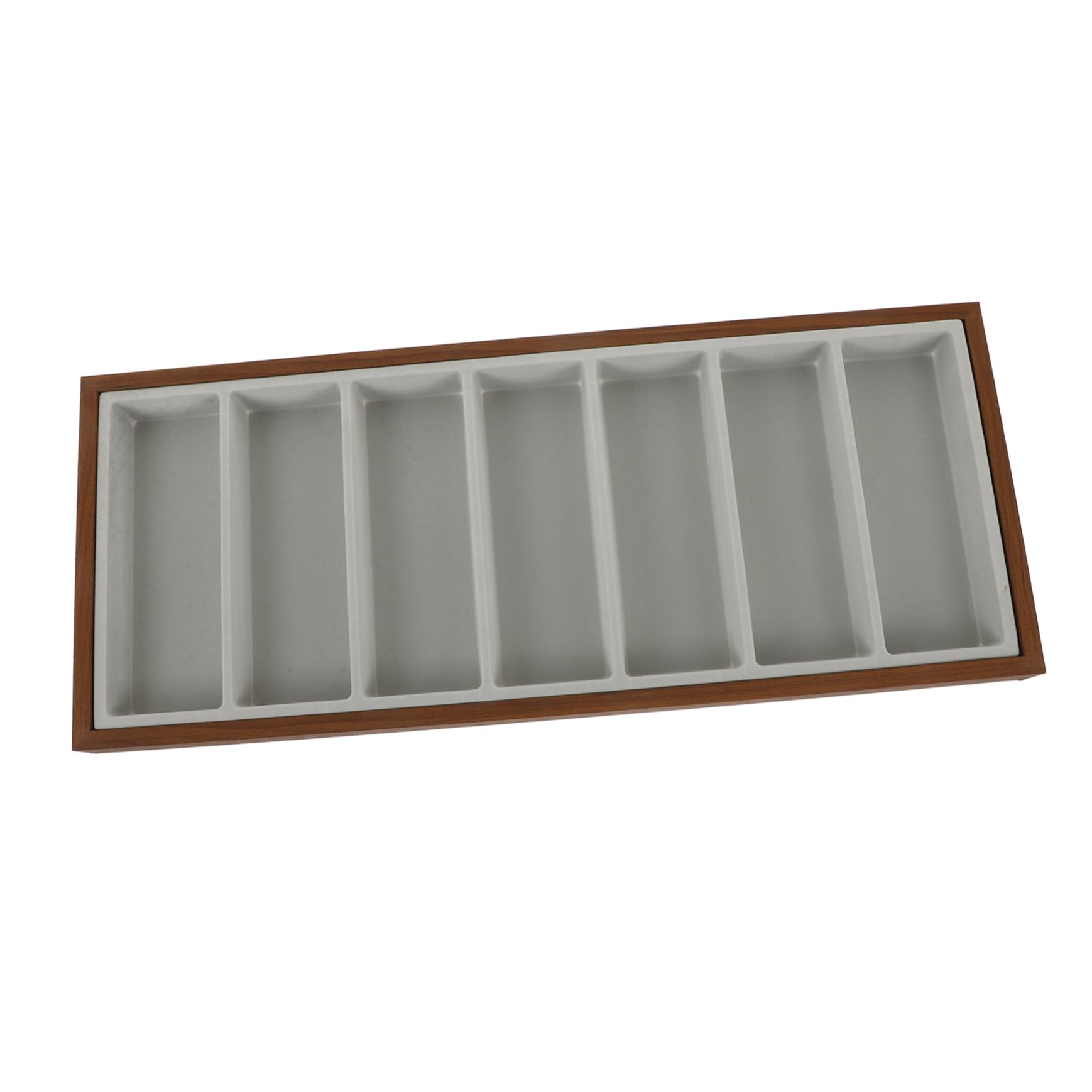 LIFKOME Bandeja De Exhibición De Gafas De Sol para Tienda y Hogar con Compartimentos Bandeja Organizadora De Madera y Gris para Guardar Gafas De Sol