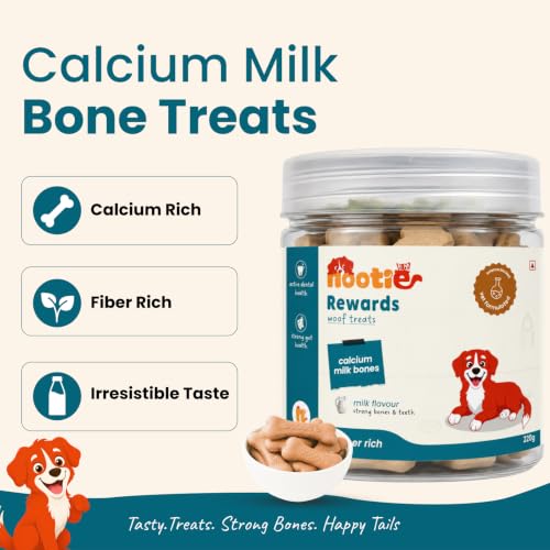 Image of Nootie Calcium Milk Bone Supplement Dog Treats 220gms Supports Strong Gums & Jaws | Helps Maintain Clean Teeth | 100% Digestible & Safe-Milk Flavour