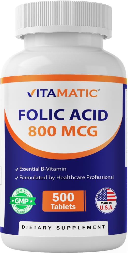 Folic Acid 800 mcg - 500 Vegetarian Tablets - Vitamin B9