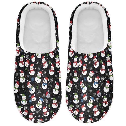 Fuzzy Memory Foam Slippers for Women/Men Snowflakes Snowman Pattern Fluffy Winter House Shoes Indoor and Outdoor2