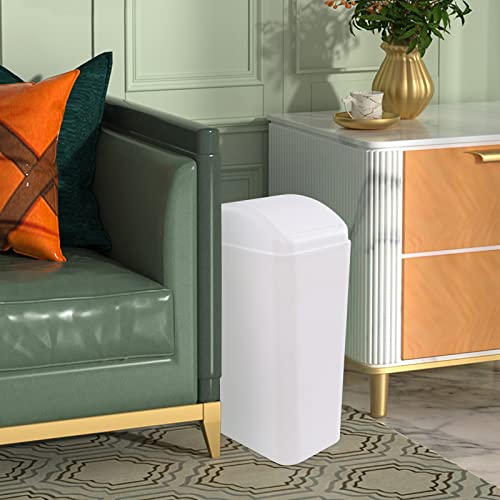Caneca de basura rectangular con tapa basculante blanca 12 L miniatura 4