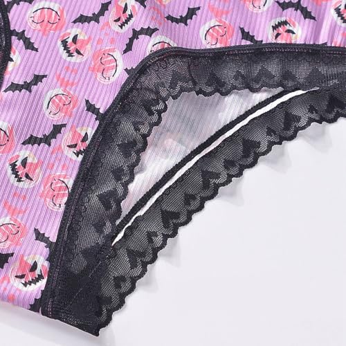 Women's Halloween Lace Bikini Underwear Cute Print Stretchy No Show Panties - image 7