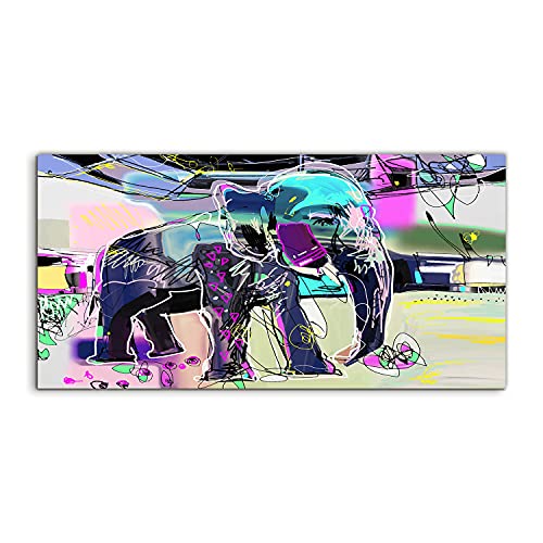 Tableau acrylique éléphant d'Inde 120x60cm à l'effet de verre brillant haut de gamme