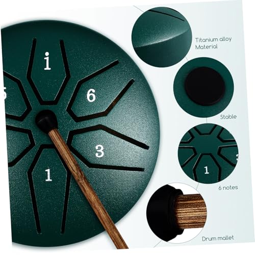 Tambor de Lengüeta de Acero Verde de 6 Notas 3 Pulgadas miniatura 7