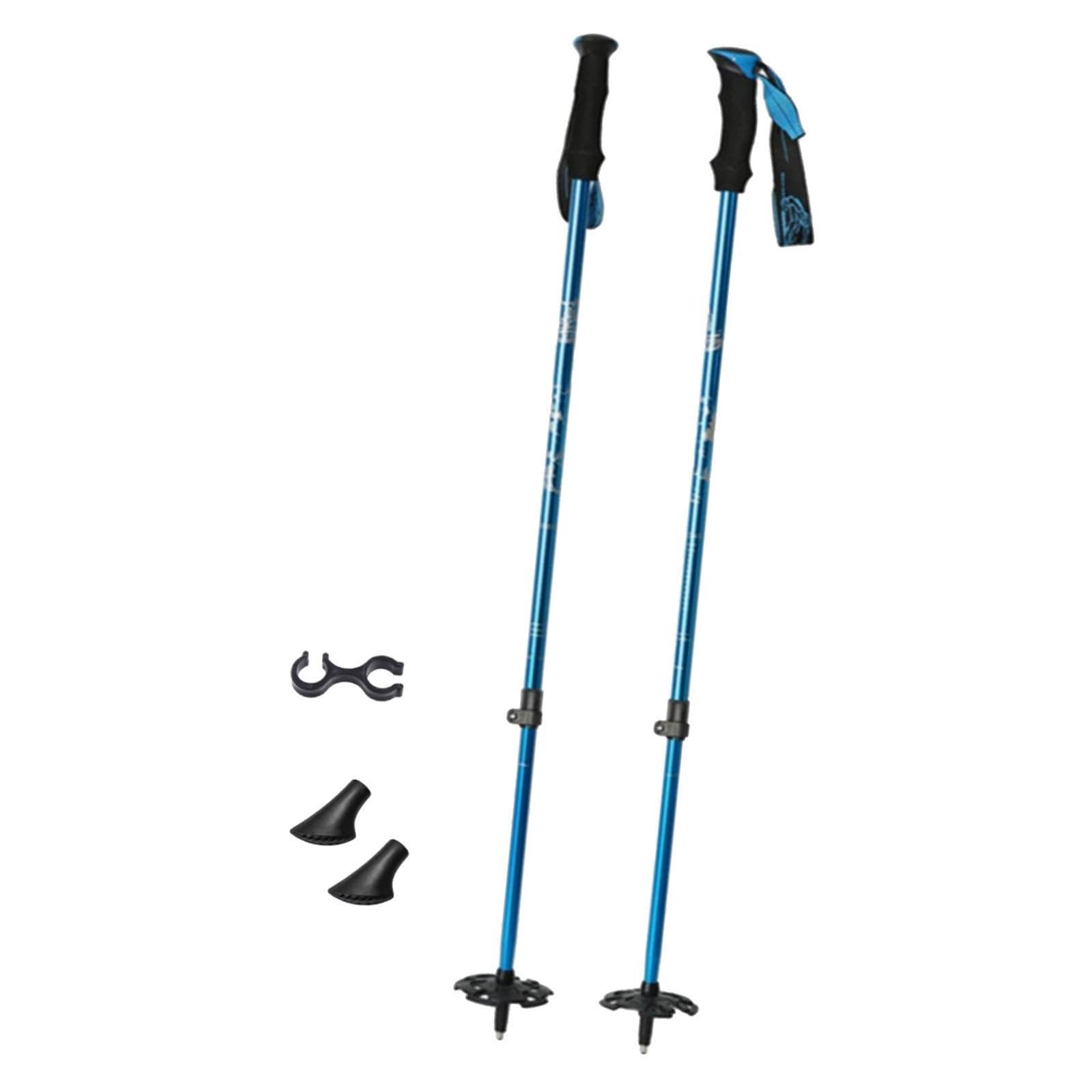 Oshhni 2× Ski Poles Adjustable Tips Professional Skiing Pole Comfort Handle with Adjustable Straps for Outdoor Slopes, Winter Sports, Snowboarding, blue