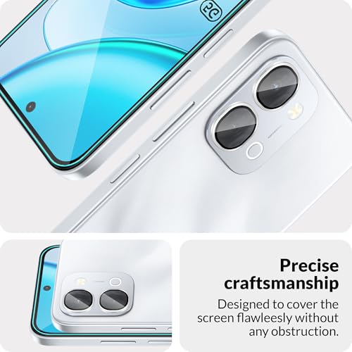Image of FIRST MART Tempered Glass for Vivo T5x 5G with Silver Camera Ring Guard & Installation Kit | HD Clear Edge-to-Edge Screen Protector, Scratch Resistant, Case-Friendly | Pack of 1