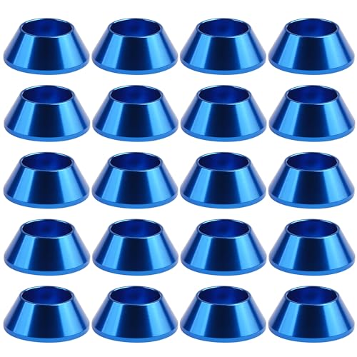 Dingtai 6061アルミワッシャーm2 m3 m4 m5 m6 m8円柱頭ボルトワッシャーカップヘッドワッシャードローン、玩具、模型に適しています20個入り (青です, M2)