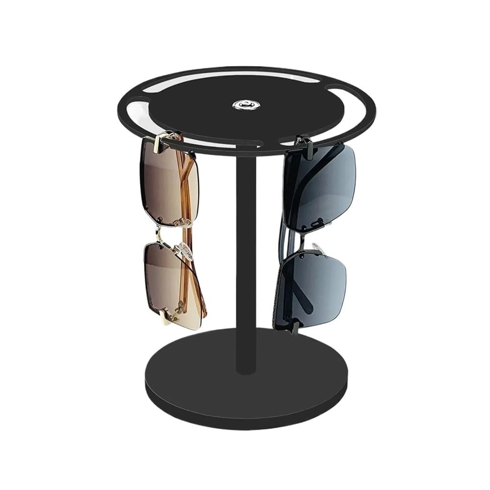 guiling-1986 Eyeglasses Display Rack 1pc Storage Rack Eyeglasses Organizer Acrylic Rotatable Sunglasses Display Stand Multi-functional Desktop Organizer for Eyewear(Black)