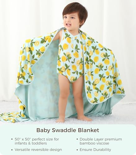 Image of Premium Baby Blankets, Soft Viscose from Bamboo Blanket for Boys and Girls, Nursery Crib Bedding Quilt for Newborn and Toddler, Cooling for Hot Sleepers, 50'' x 50'' Lemons