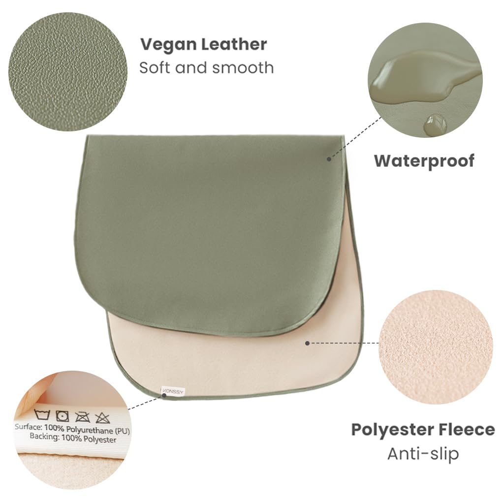 Konssy Cambiador de pañales de cuero vegano para bebé (verde niebla, beige)