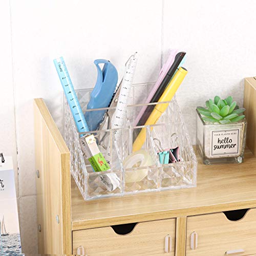 Image of Tbestmax Makeup Organizer for Vanity 7-Compartment Clear Brush Holder Cosmetics Storage
