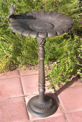 Birdbath Bird Bath-feeder Cast Iron Rust Sunflower