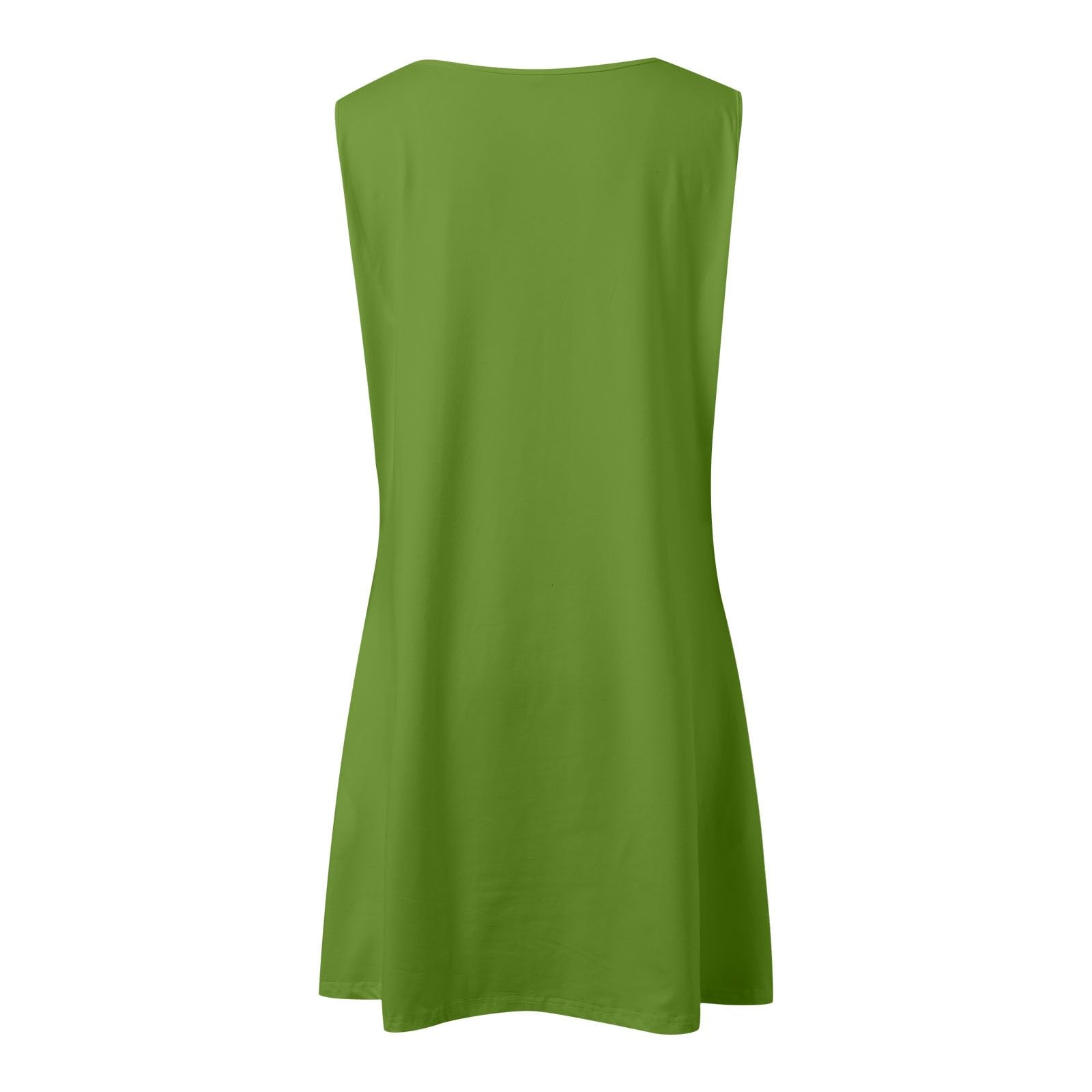 Vestido Casual De Verano for Mujer, Cuello En, Sin Mangas, Bolsillos Laterales, Diario Cómodo, Color Liso, Midi Fluido for Salidas