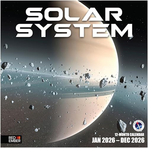 Image of RED EMBER Solar System 2026 Wall Calendar 12 Month | 12 inch x 24 inch Open | Thick & Sturdy Paper | Holiday Gift | Space Planets Calendar 2026