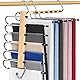 Hosenbügel Platzsparend, 6 In 1 Natürliche Hosenbügel Holz, 2 Stück rutschfeste Magische Hosenbügel, Faltbare Multifunctional Hosenkleiderbügel, Platzsparende KleiderbüGel für Schals Jeans Hosen