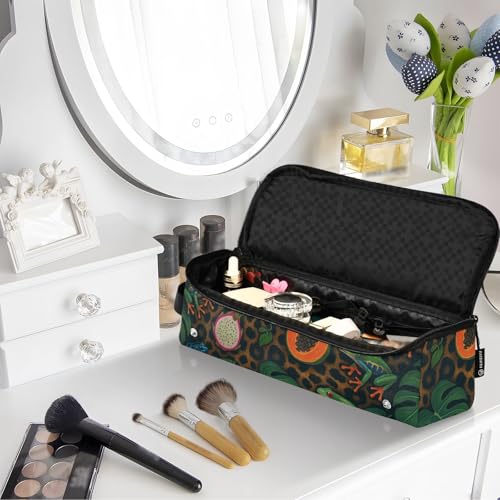 Bolso de Viaje para Herramientas Capilares con Alfombra Aislante Térmico, Organizador de Gran Capacidad para Planchas, Rizadores y Secadores de Cabello, Estampado de Leopardo en Selva miniatura 7