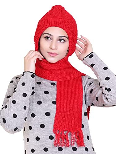 Image of Gajraj Unisex Soft Knitted Winter Warm Woolen Cap with Woolen Lovely Muffler|Fur Cap with Muffler