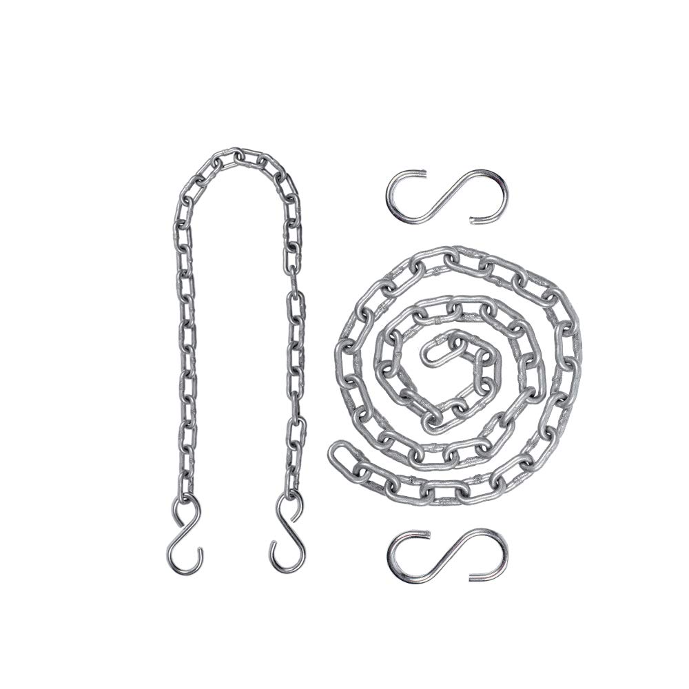 patiofy heavy stainless steel 4 feet long hanging oonjal chain with 2 s' hooks for hammock & swing chair/swing height adjusting accessories [bear weight upto 150 kgs, silver]