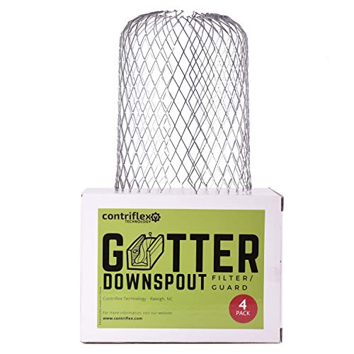 Gutter Downspout Guard - Pack of 4 Aluminum Screen Strainers Prevents Clogging by Leaves, Pine Needles, Twigs and Other Debris