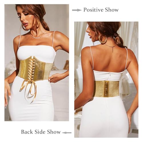 Yalice Women Corset Dress Belt Gold Wide Elastic Waist Belts Thick Stretchy Renaissance Costume Accessories2