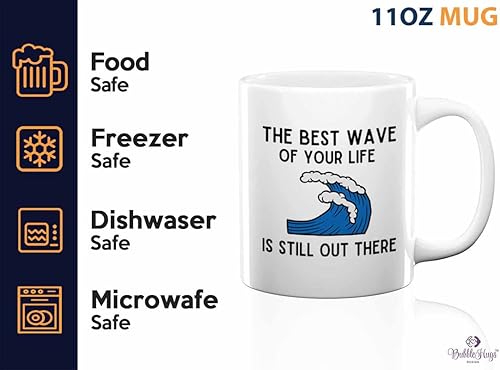 Miniatura 3 de Taza de café de surf de 11 onzas, color blanco, The bezt wave, regalos para entusiastas del surf, deportes acuáticos, tabla de surf, atletismo,