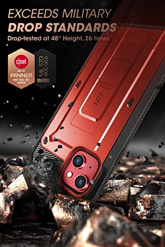 SUPCASE Unicorn Beetle Pro Case for iPhone 14 Plus 6.7", with Built-in Screen Protector & Kickstand & Belt-Clip Heavy Duty Rugged Case (Ruddy) - Image 4