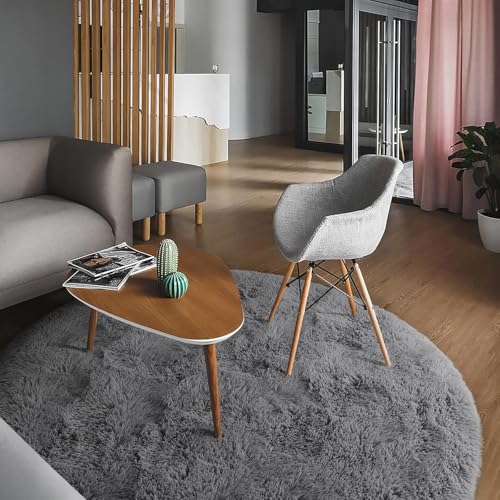 Image of 5x5 feet Soft Area Rug for Living Room and Bedroom, Modern Indoor Floor Carpet with Non-Slip Backing, Comfortable Decorative Home Decor Rug, Easy Clean & Durable- (Grey, Round)