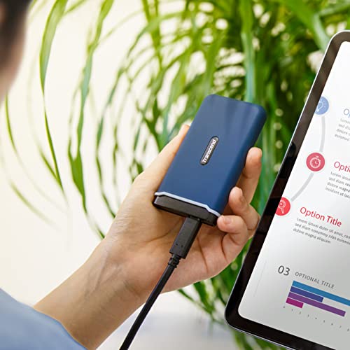 Image of Transcend 370C 500GB Portable SSD - up to 1,050 MB /s - USB 3.1 Gen 2, USB Type C to USB Type A /USB Type C to USB Type C - External Solid State Drive - TS500GESD370C