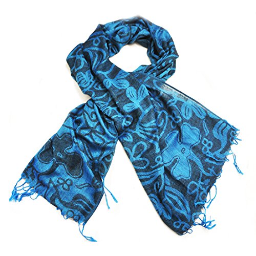 Irish Celtic Blue & Black Pashmina Scarf With Celtic Design 72