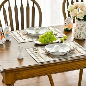 Artoid Mode Buffalo Plaid Bunny Happy Easter Placemats Set of 4, 12x18 Inch Seasonal Holiday Table Mats for Party Kitchen Dining Decoration Artoid Mode Buffalo Plaid Bunny Happy Easter Placemats Set of 4 12×18 Inch Seasonal Holiday Table Mats for Party Kitchen Dining Decoration