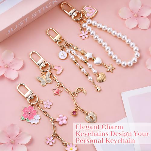 Image of Wurosi 680 Pcs Keychain Making Kits, Pink DIY Bag Charm Kit, 78.74 Inch Chains, Key Chain Hooks, Jump Rings, Lobster Clasps, 225 Charms & Letter, Tools, Great for a Custom Gift, Party, or Family Activ