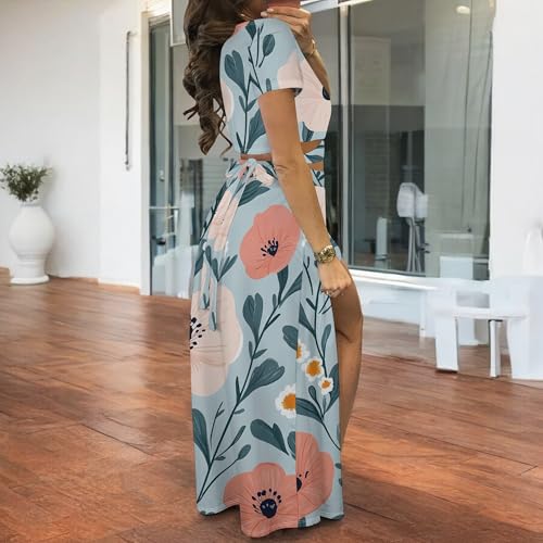Image of MESLIMA Two Piece Dresses Sets for Women Summer Boho Maxi Dresses