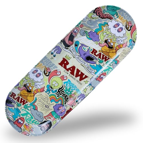RAW Chris Psiacik Skate Deck Shaped Cigarette Rolling Tray - 16.6 x 6.1