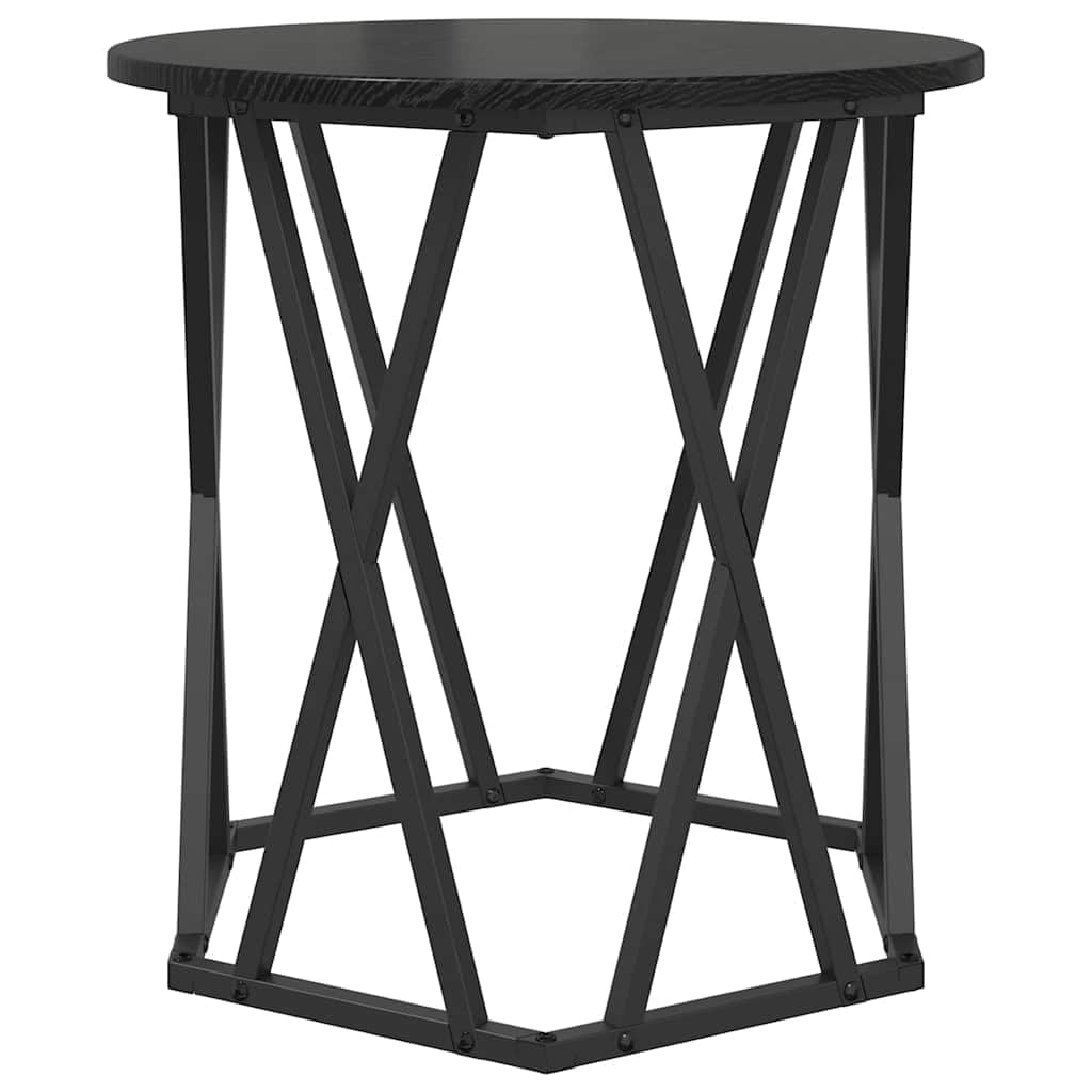 Juego de 2 mesas auxiliares de madera de roble negro, hexagonales, modernas, para salón, con diseño duradero