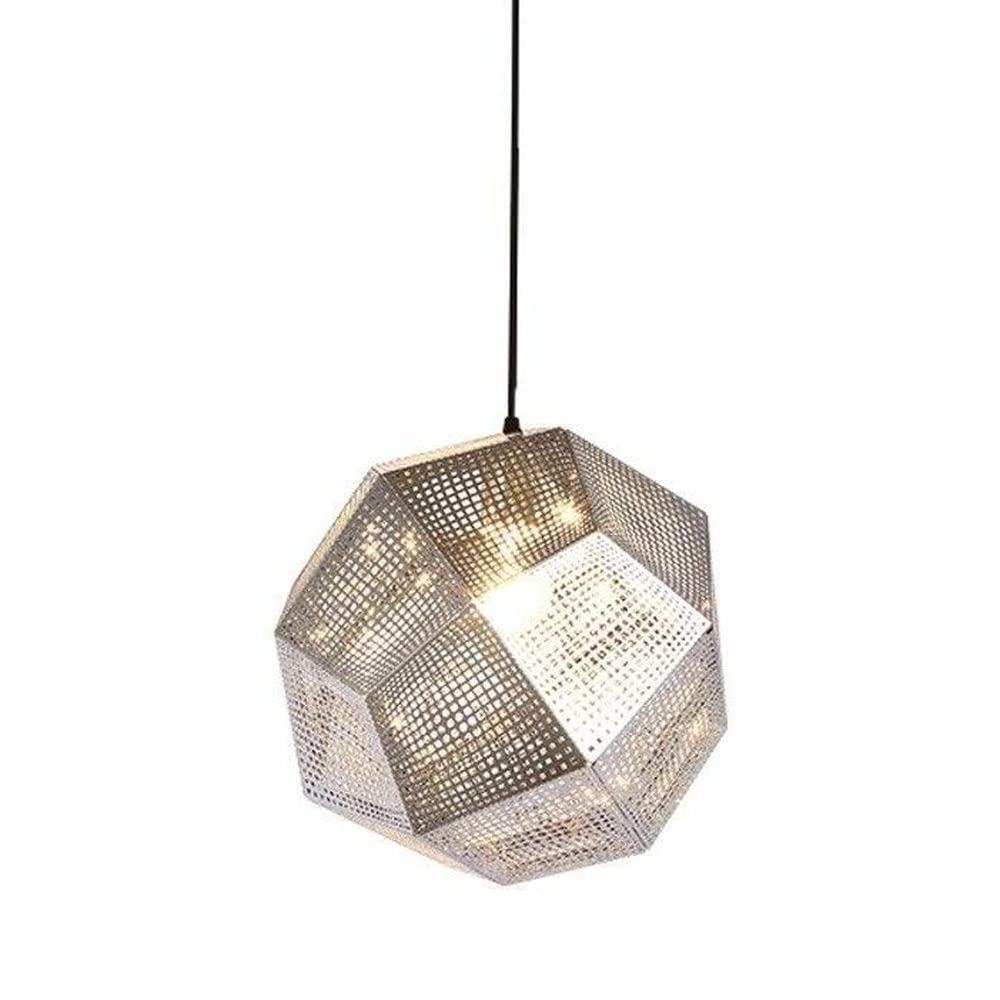 FZQSXAZU E27 Socket Lamp-Base Nordic Simple Geometric Metal Chandelier Plating Wrought Iron Ceiling Lamp Restaurant Hanging Droplight Personality Creative Durable/Sier_47Cm