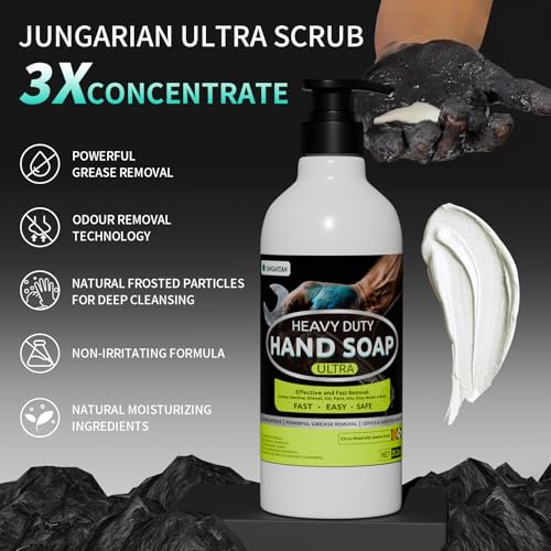 Image of Industrial Hand Cleaner for Auto Mechanics with Brush - Odour-removing Mechanic Soap for Hands - Tough Dirt Buster for Auto Mechanics, Manufacturing, Home painting DIY projects(35.2oz)