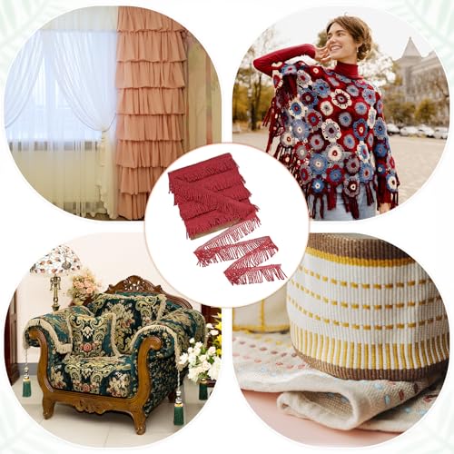 Frange en polyester dentelle bordeaux pour réparer des rideaux - 7