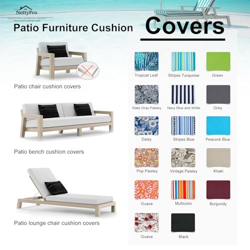 Nettypro Outdoor Cushion Slipcovers Waterproof Set 4, Patio Chair Seat Cushion Covers With Zipper And Tie, Replacement Cover Only, 18 X 16 X 3 Inch, Tropical Leaf thumb #6