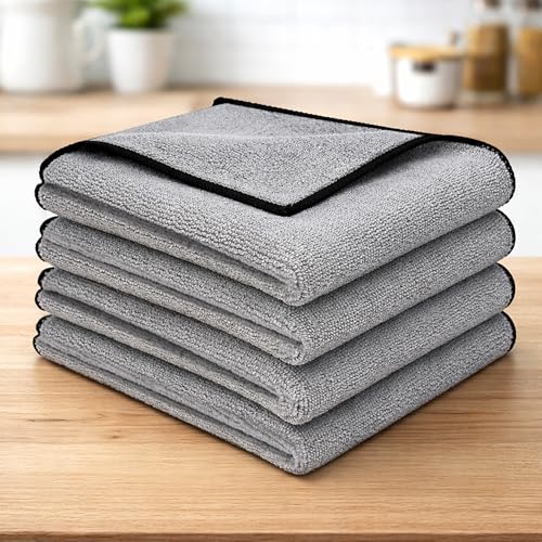 Image of Cutting EDGE 300 GSM Car Microfiber Cloth, Grey, 40x30 cm (Set of 4) | Material: Microfiber, 300 GSM, Small Size, Ideal for Car, Bike, Glass & Dashboard Cleaning, Soft, Lint-Free & Scratch-Free